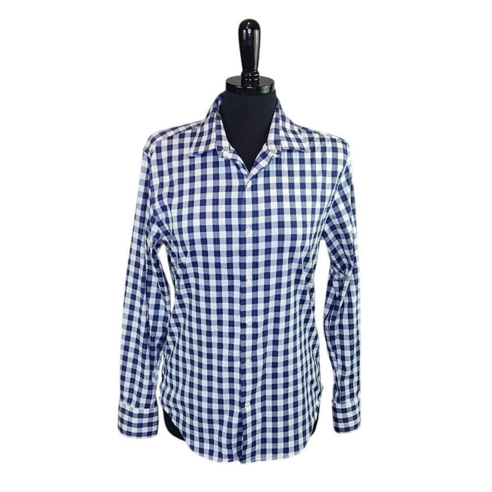 Bonobos Slim Fit Button Up Dress Shirt Blue White Pink Check Plaid S
